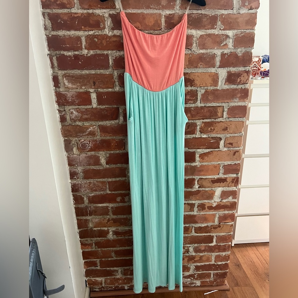 Always turquoise pink tube summer dress washes and worn once
